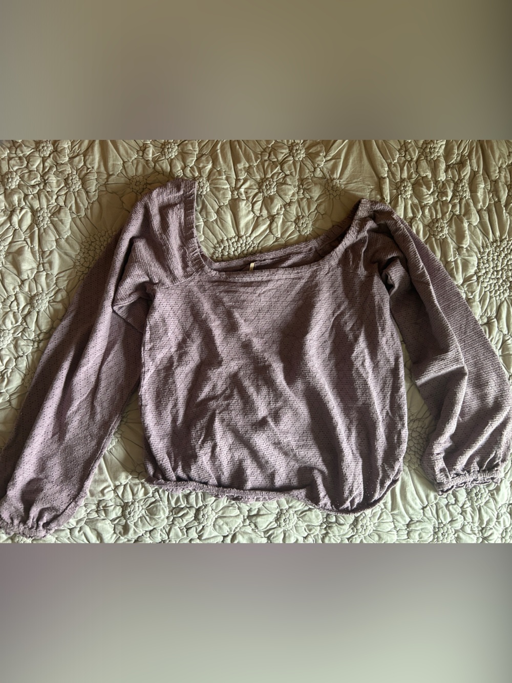 Free People Lavender Textured Long Sleeve Top